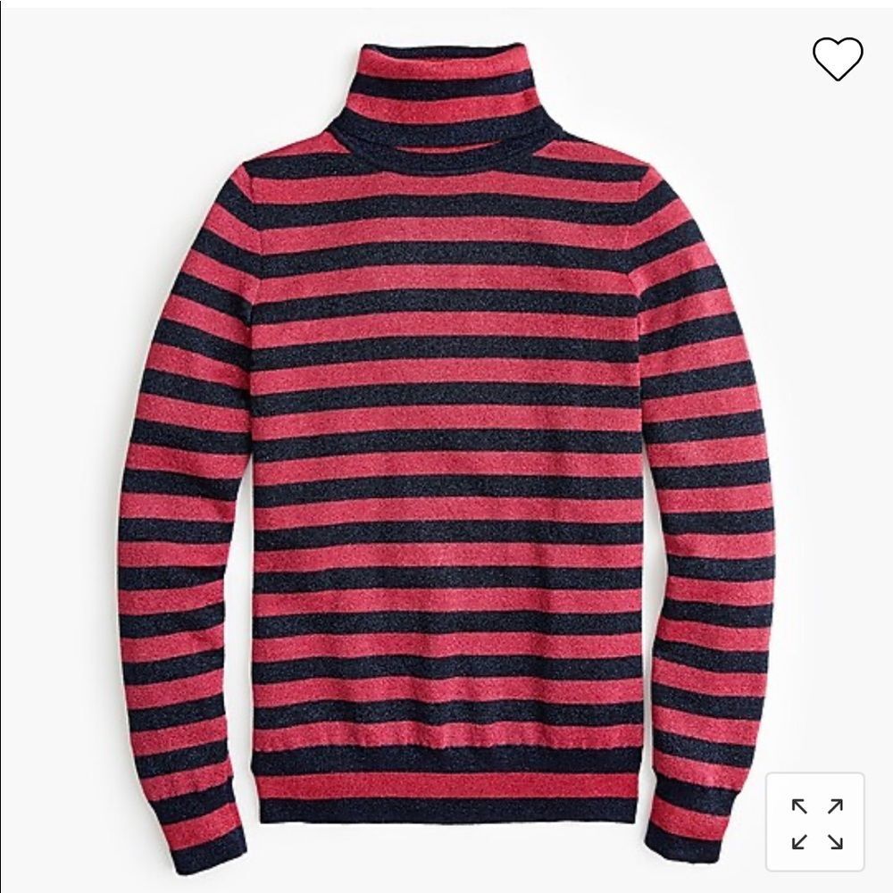 New J crew Turtleneck sweater in sparkle stripe Pink/ navy Extra Large XL - Picture 3 of 8